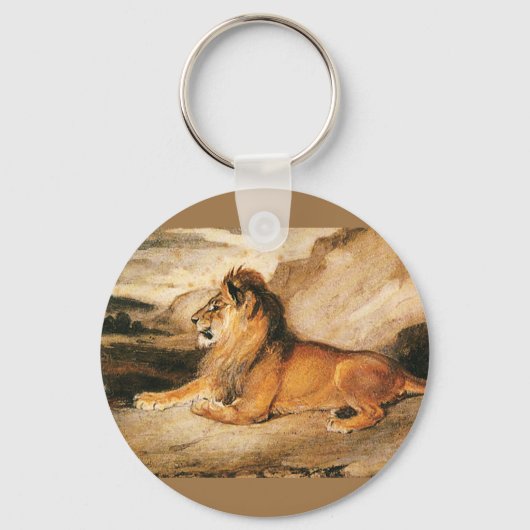 ヴィンテージ野生動物,サバンナのアフリカライオン キーホルダー (正面)