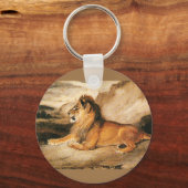 ヴィンテージ野生動物,サバンナのアフリカライオン キーホルダー (正面)