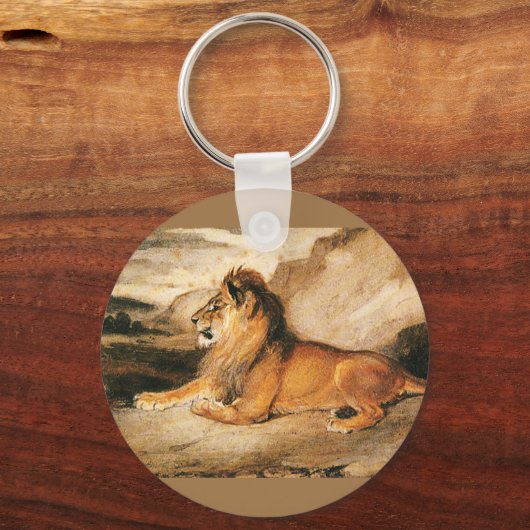 ヴィンテージ野生動物,サバンナのアフリカライオン キーホルダー (正面)
