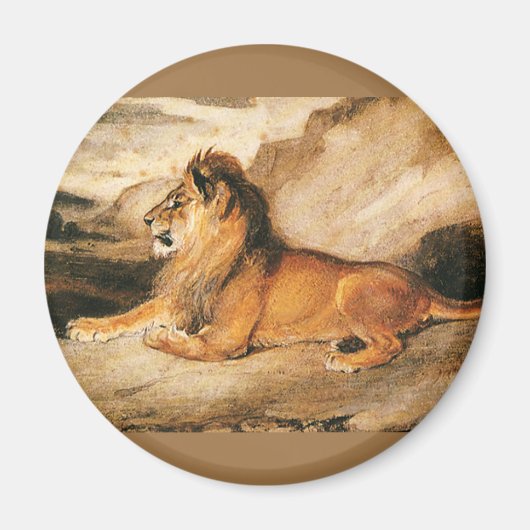 ヴィンテージ野生動物,サバンナのアフリカライオン マグネット (正面)