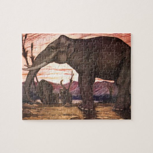 ヴィンテージ野生動物，ゾウby Louis Sargent ジグソーパズル (横)