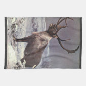 ヴィンテージ野生動物,トナカイCaribou by CE Swan キッチンタオル (横)
