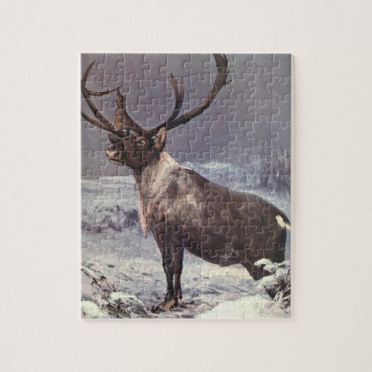 ヴィンテージ野生動物，トナカイCaribou by CE Swan ジグソーパズル (縦)