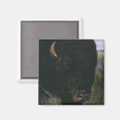 ヴィンテージ野生動物,バッファローまたはアメリカバイソン マグネット (正面/裏面)