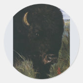 ヴィンテージ野生動物,バッファローまたはアメリカバイソン ラウンドシール (正面)