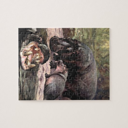 ヴィンテージ野生動物，ヒポタムスバイCE Swan ジグソーパズル (横)