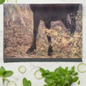 ヴィンテージ野生動物,ムースまたはエルクby CE Swan キッチンタオル (折り畳み)