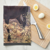 ヴィンテージ野生動物,ムースまたはエルクby CE Swan キッチンタオル (四つ折り)