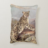 ヴィンテージ野生動物、ユキヒョウby CE Swan アクセントクッション (裏面(縦))