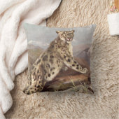 ヴィンテージ野生動物、ユキヒョウby CE Swan クッション (ブランケット)
