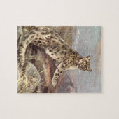 ヴィンテージ野生動物、ユキヒョウby CE Swan ジグソーパズル (横)