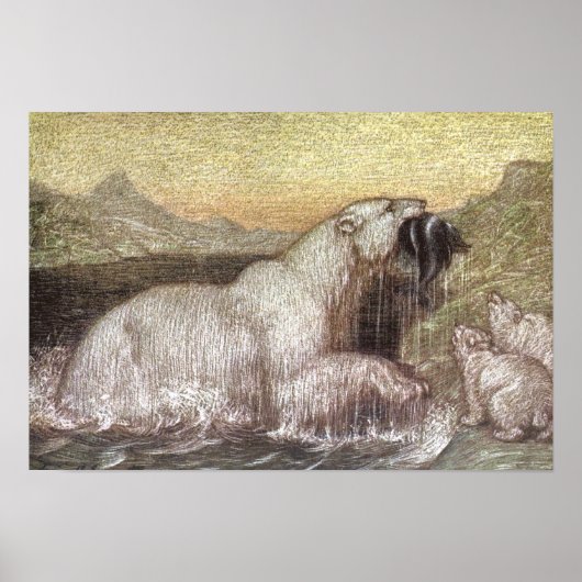 ヴィンテージ野生動物、北極熊ルイ・サージェント ポスター (正面)