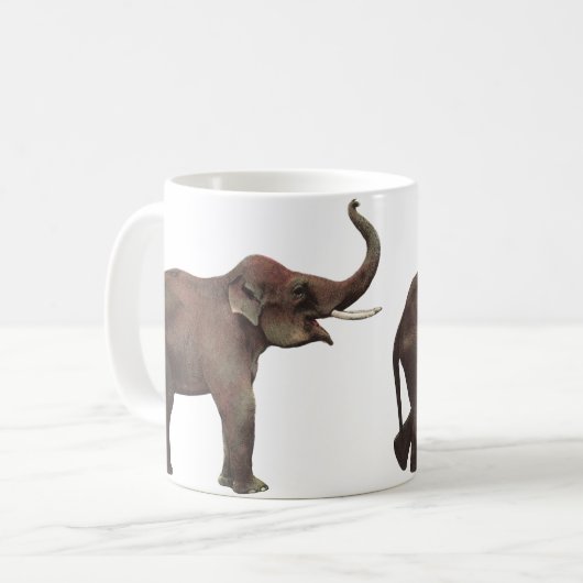 ヴィンテージ野生動物，幸運アジア象 コーヒーマグカップ (正面左)