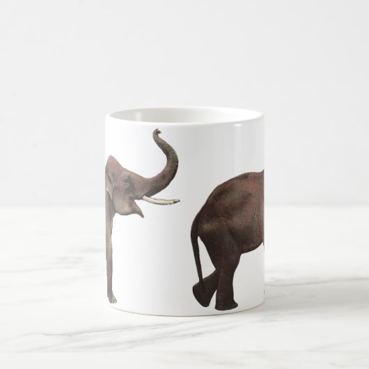 ヴィンテージ野生動物，幸運アジア象 コーヒーマグカップ (中央)
