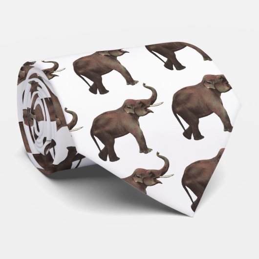 ヴィンテージ野生動物，幸運アジア象 ネクタイ (ロール)