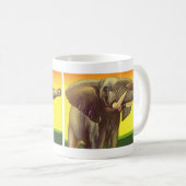 ヴィンテージ野生動物,日の入ったアフリカゾウ コーヒーマグカップ (正面右)