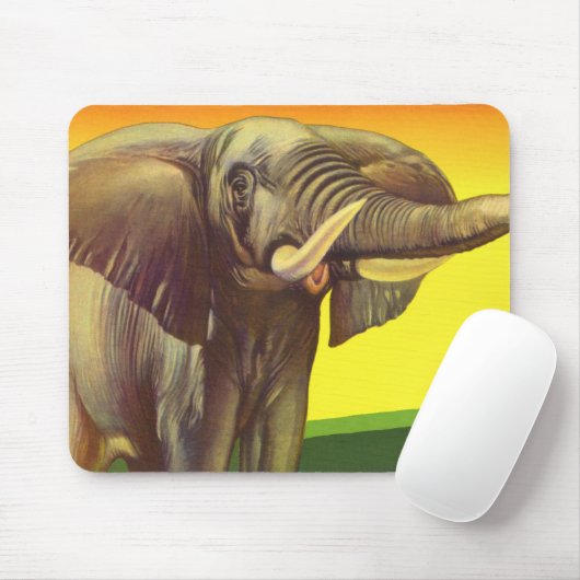 ヴィンテージ野生動物，日の入ったアフリカゾウ マウスパッド (マウス)
