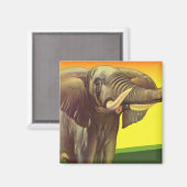 ヴィンテージ野生動物,日の入ったアフリカゾウ マグネット (正面/裏面)