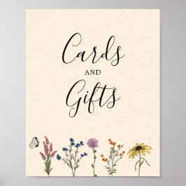 ヴィンテージ野草の赤ちゃんシャワーカードとギフトサイン ポスター