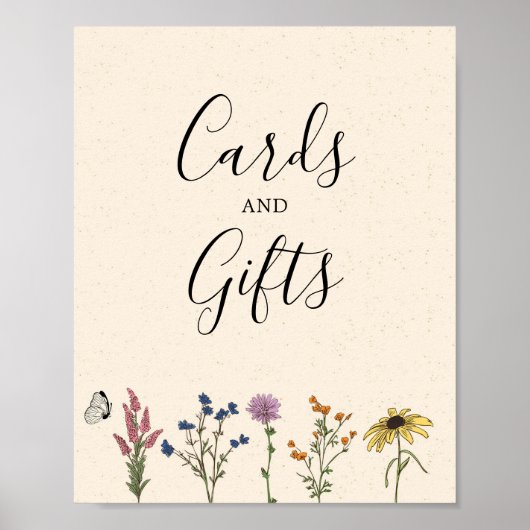 ヴィンテージ野草の赤ちゃんシャワーカードとギフトサイン ポスター (正面)