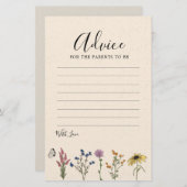 ヴィンテージ野草赤ちゃんシャワーアドバイスカード (正面/裏面)