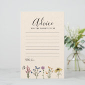 ヴィンテージ野草赤ちゃんシャワーアドバイスカード (スタンド正面)