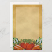 ヴィンテージ野菜の文房具 – 並んだ 便箋 (正面/裏面)