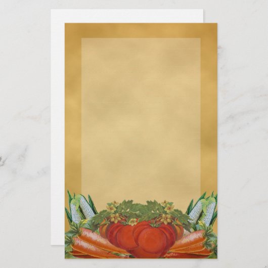 ヴィンテージ野菜の文房具 – 並んだ 便箋 (正面/裏面)