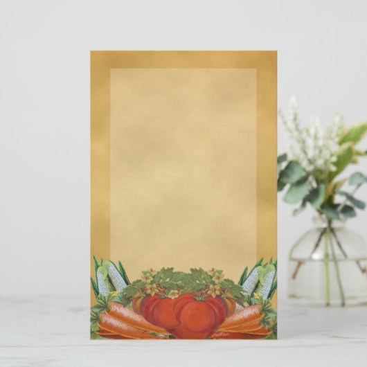 ヴィンテージ野菜の文房具 – 並んだ 便箋 (スタンド正面)