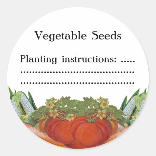 ヴィンテージ野菜カスタム種子または缶詰ラベル ラウンドシール (正面)