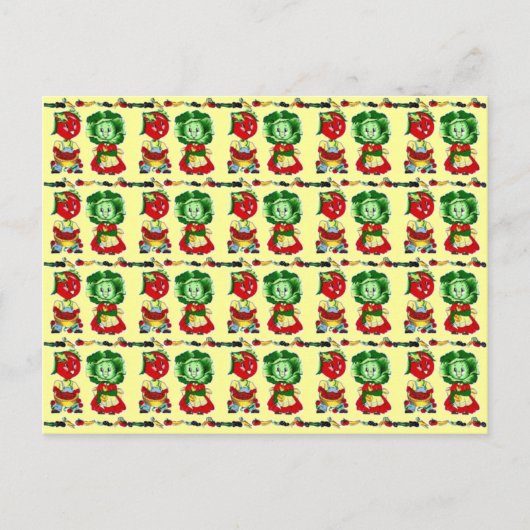 ヴィンテージ野菜カップル ポストカード (正面)