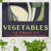 ヴィンテージ野菜トッパーのラベル、アールデコロマンス キッチンタオル (折り畳み)