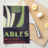 ヴィンテージ野菜トッパーのラベル、アールデコロマンス キッチンタオル (四つ折り)