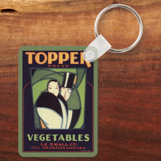 ヴィンテージ野菜トッパーのラベル、アールデコロマンス キーホルダー (裏面)