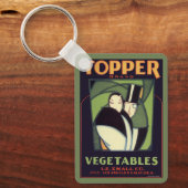 ヴィンテージ野菜トッパーのラベル、アールデコロマンス キーホルダー (正面)