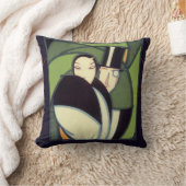 ヴィンテージ野菜トッパーのラベル、アールデコロマンス クッション (ブランケット)