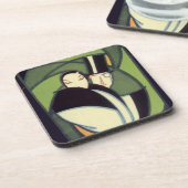 ヴィンテージ野菜トッパーのラベル、アールデコロマンス コースター (左側)