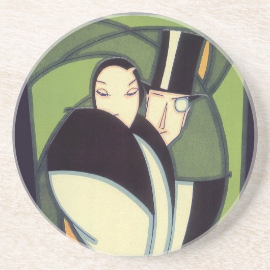 ヴィンテージ野菜トッパーのラベル、アールデコロマンス コースター (正面)