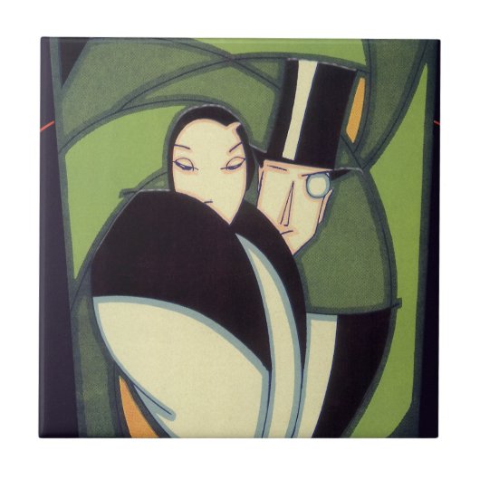 ヴィンテージ野菜トッパーのラベル、アールデコロマンス タイル (正面)