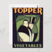 ヴィンテージ野菜トッパーのラベル、アールデコロマンス ポストカード (正面/裏面)