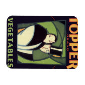 ヴィンテージ野菜トッパーのラベル、アールデコロマンス マグネット (横)