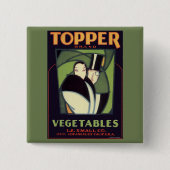 ヴィンテージ野菜トッパーのラベル、アールデコロマンス 缶バッジ (正面)