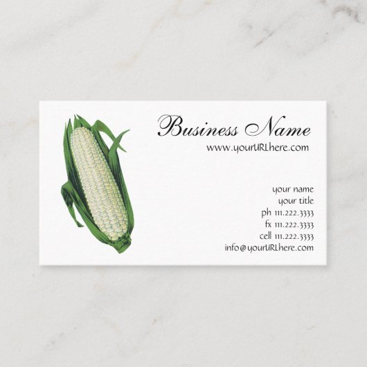 ヴィンテージ野菜ホワイトコーンオンザコブ 名刺 (正面)