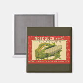 ヴィンテージ野菜ラベルアート、なし砂糖コーン マグネット (正面/裏面)