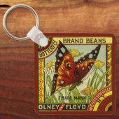 ヴィンテージ野菜ラベルアート、バタフライブランド豆 キーホルダー (正面)
