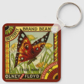 ヴィンテージ野菜ラベルアート、バタフライブランド豆 キーホルダー (裏面)