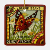 ヴィンテージ野菜ラベルアート、バタフライブランド豆 セラミックオーナメント (裏面)