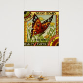 ヴィンテージ野菜ラベルアート、バタフライブランド豆 ポスター (キッチン)