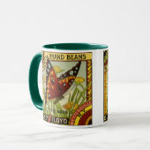 ヴィンテージ野菜ラベルアート、バタフライブランド豆 マグカップ (正面左)