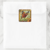 ヴィンテージ野菜ラベルアート、バタフライ ブランドの豆 スクエアシール (バッグ)